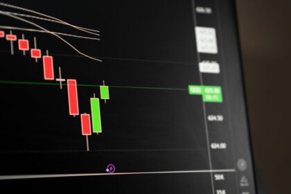Candlestick chart showing a downward trend in the stock market analysis. — Photo by Alex Luna on Pexels